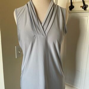 Anne Klein Light Gray Sleeveless Draped V-Neck Top